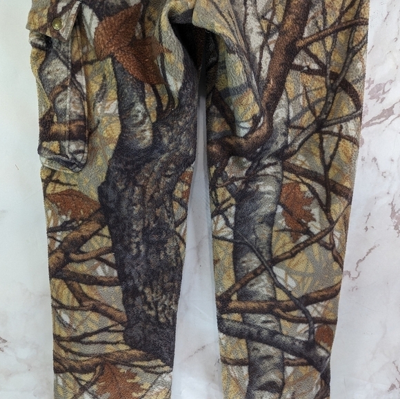 Cabelas Pants Mens 31 X 33 Camo Hunting Fleece Woodland Pockets Zipper Vintage - Picture 7 of 11